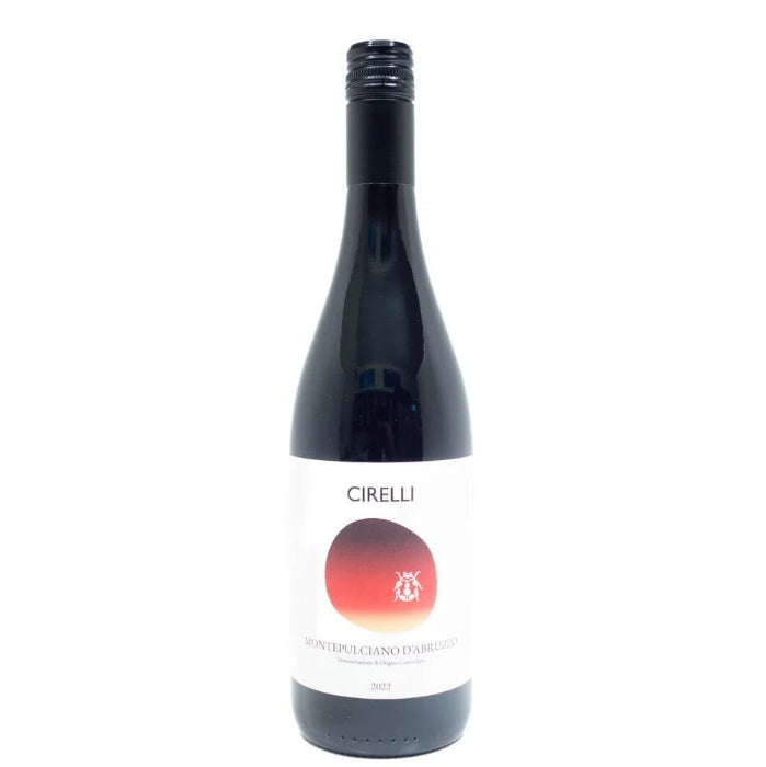 A bottle of Cirelli Montepulciano d'Abruzzo, available at our Palm Springs wine store, Perry's.