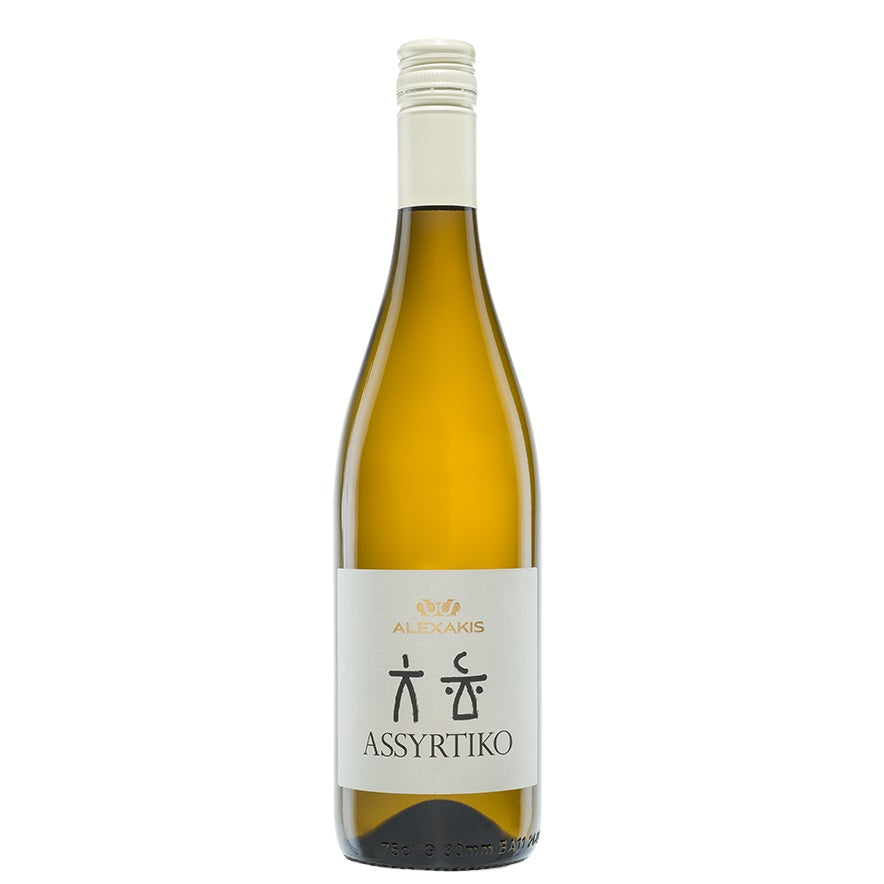 A bottle of Alexakis Assyrtiko, available at our Palm Springs wine store, Perry's.