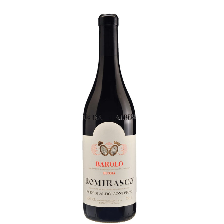 A bottle of Conterno Romirasco Barolo, available at our Palm Springs wine store, Perry's.