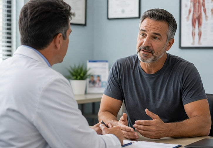 Man consulting with a doctor in a medical office setting
