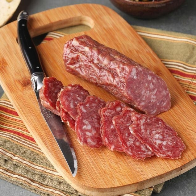 Saucisson Sec dry salami, available at our Palm Springs liquor store, Perry's.