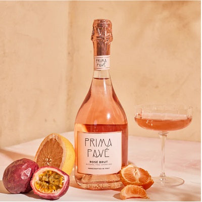 A pack of Prima Pave Sparkling Rosé 0% ABV, available at our Palm Springs liquor store, Perry's.