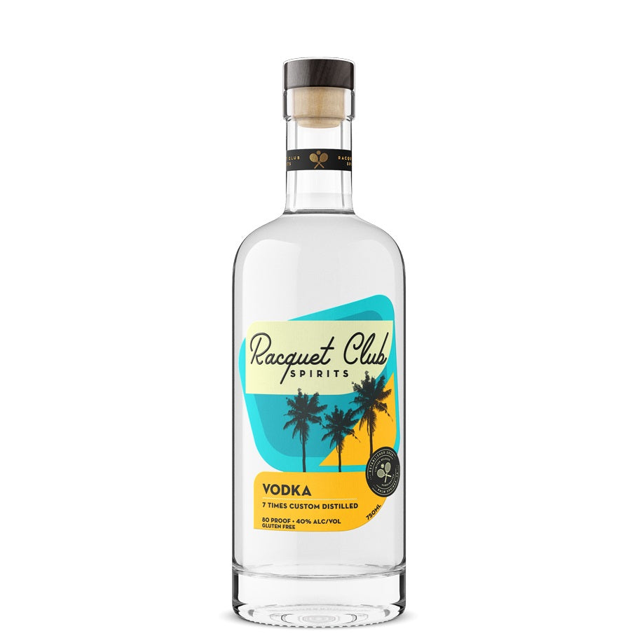 A bottle of Racquet Club vodka, available at our Palm Springs liquor store, Perry's.