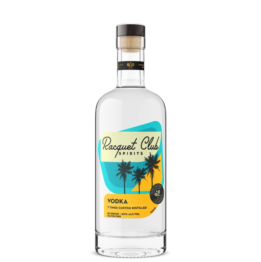 A bottle of Racquet Club vodka, available at our Palm Springs liquor store, Perry's.