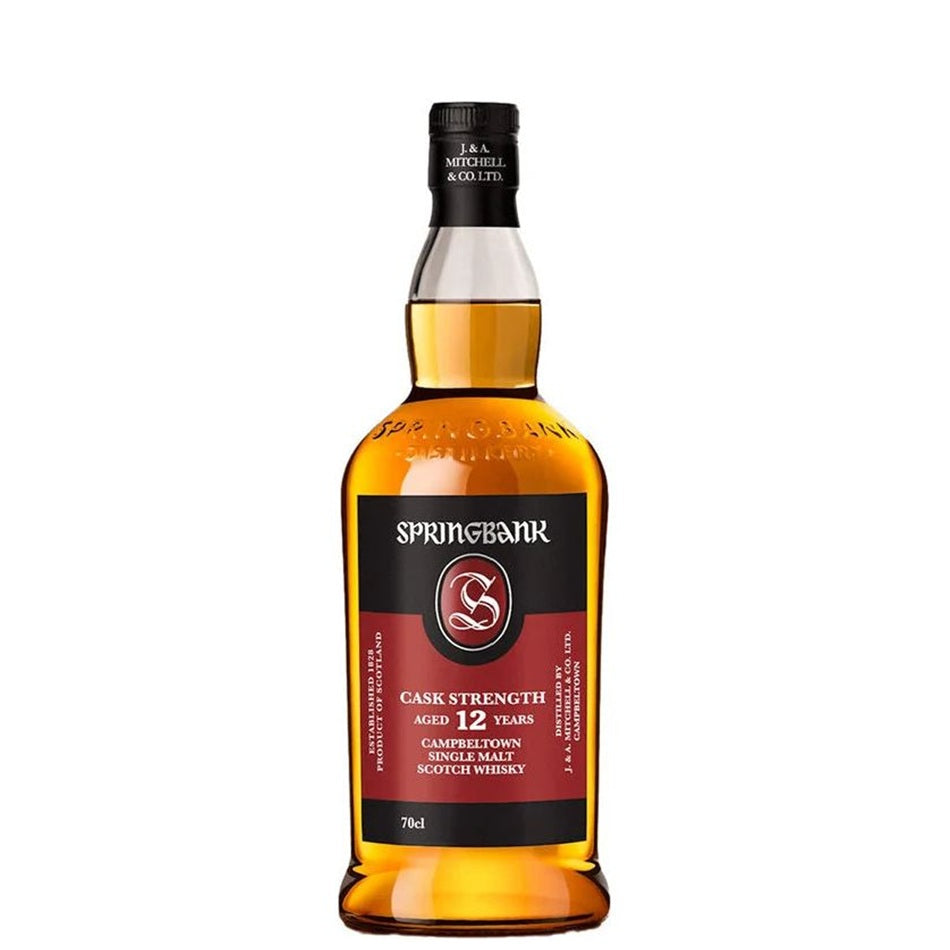 A bottle of Springbank Cask Strength 12 Years Old Scotch Whisky at Perry's Palm Springs
