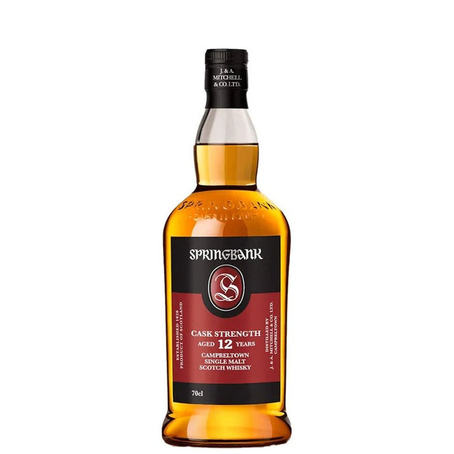 A bottle of Springbank Cask Strength 12 Years Old Scotch Whisky at Perry's Palm Springs