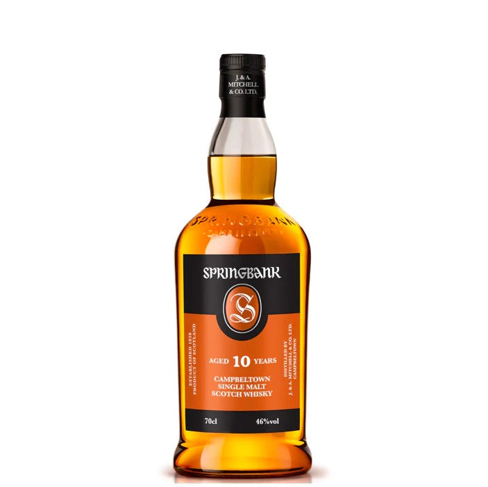 A bottle of Springbank 10 year single malt, available at our Palm Springs liquor store, Perry's.